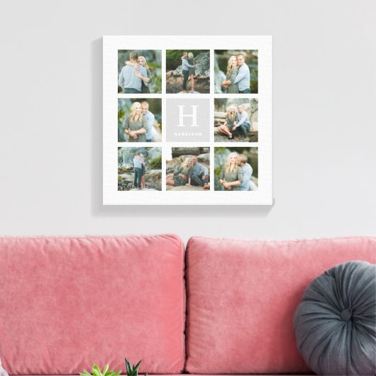 Klassische Monogramm-Collage Leinwanddruck (Insitu (Wohnzimmer))