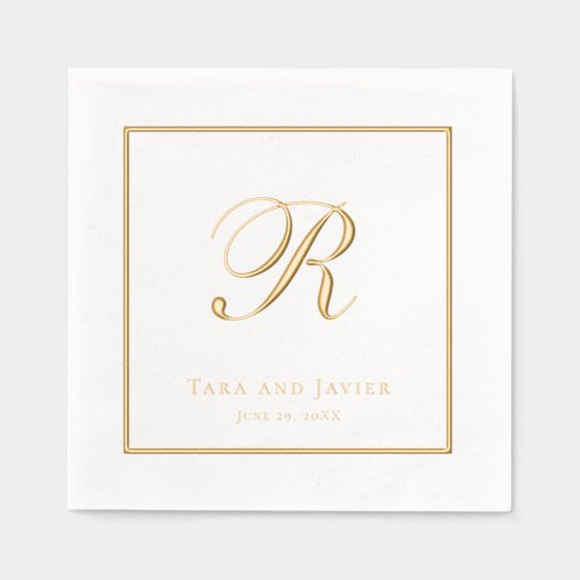 Klassische Monogramm-Elegant-Hochzeit Servietten Mit Folie (Vorderseite)