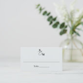 Klassische Monogramm-Et-Zeichen Blaue Hochzeit Platzkarte (Stehend Vorderseite)