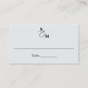 Klassische Monogramm-Et-Zeichen Blaue Hochzeit Platzkarte