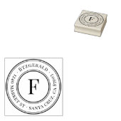 Klassische Monogramm Familienname Runde Rücksendea Gummistempel (Stempel)