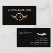 Klassische Monogramm-Flugschule Visitenkarte (Vorne/Hinten)