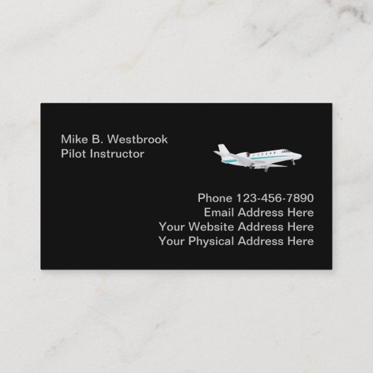 Klassische Monogramm-Flugschule Visitenkarte (Rückseite)