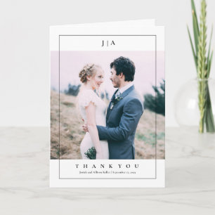 Klassische Monogramm-Foto-Hochzeit Dankeskarte