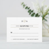 Klassische Monogramm Gold Response RSVP Karte (Stehend Vorderseite)