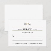 Klassische Monogramm Gold Response RSVP Karte (Vorne/Hinten)