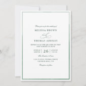 Klassische Monogramm-Grüne Budget-QR-Code-Hochzeit Einladung (Vorderseite)