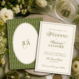 Klassische Monogramm-Hochzeit im Stil des alten Ge Einladung