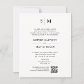 Klassische Monogramm-Hochzeit mit weißem QR-Code (Vorderseite)