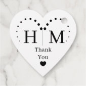 Klassische Monogramm-Hochzeits-Herz-Rand Geschenkanhänger (Rückseite)
