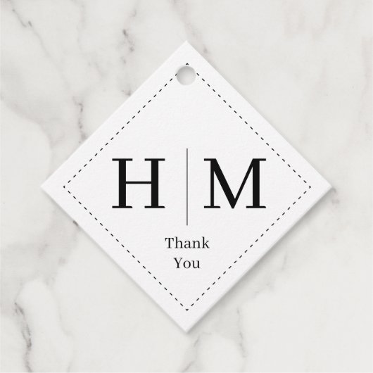 Klassische Monogramm-Hochzeitsrahmengrenze Geschenkanhänger (Vorderseite)