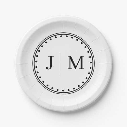 Klassische Monogramm-Hochzeitsrahmengrenze Pappteller (Vorderseite)