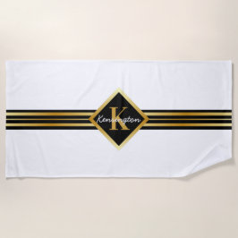 Klassische Monogramm-Imitate Gold mit weißem Text Strandtuch