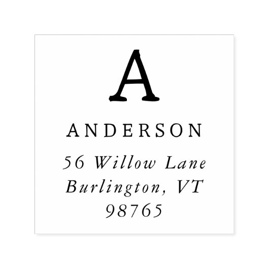 Klassische Monogramm-Initial-Rücksendeadresse Permastempel (Design)
