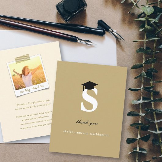 Klassische Monogramm Letter S Moderne Graduierungs Dankeskarte