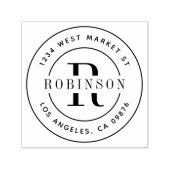Klassische Monogramm Name & Round-Rücksendeadresse Permastempel (Design)