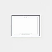 Klassische Monogramm-Navy-Blue-Rand-Papeterie
