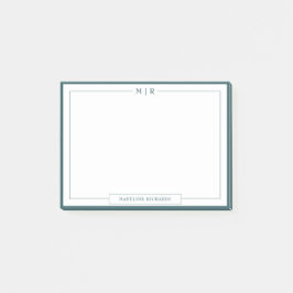 Klassische Monogramm Rauchgrün-Rahmen-Korresponden Post-it Klebezettel