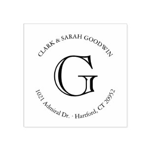 Klassische Monogramm-Rücksendeadresse-Briefmarke Gummistempel