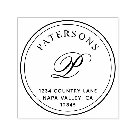 Klassische Monogramm-Rücksendeadresse Permastempel (Design)