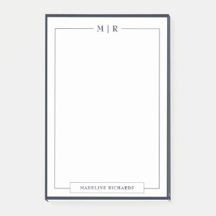 Klassische Monogramm-Schreibwaren mit navyblauer U Post-it Klebezettel