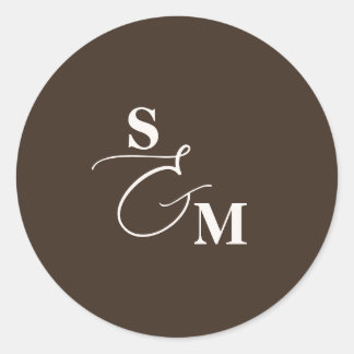 Klassische Monogramm-Schrift-Et-Zeichen-Hochzeit Runder Aufkleber