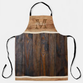 Klassische Monogramm-Schürze aus rustikalem Holz Schürze (Vorderseite)