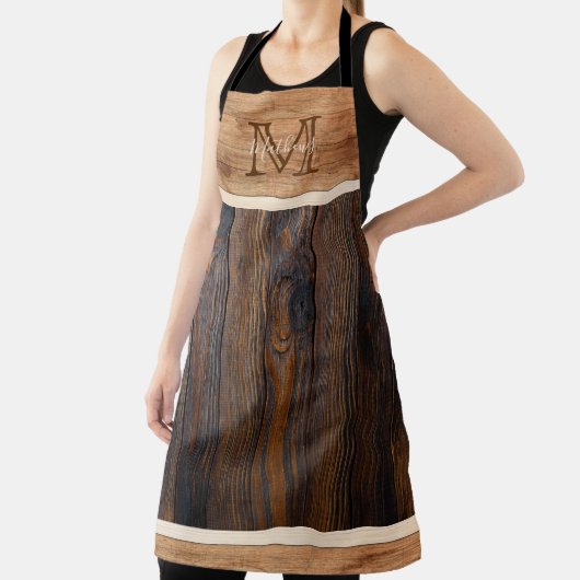 Klassische Monogramm-Schürze aus rustikalem Holz Schürze (InSitu)