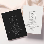 Klassische Monogramm Schwarz-Weiß-Hochzeit Einladung