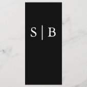 Klassische Monogramm Schwarz-Weiß-Hochzeit Menükarte (Rückseite)