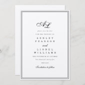 Klassische Monogramm Schwarz/Weiß Traditionelle Ho Save The Date (Vorne/Hinten)