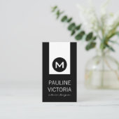 Klassische Monogramm/Schwarzer Akzent Visitenkarte (Stehend Vorderseite)