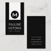 Klassische Monogramm/Schwarzer Akzent Visitenkarte (Vorne/Hinten)