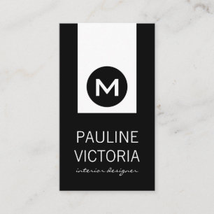 Klassische Monogramm/Schwarzer Akzent Visitenkarte
