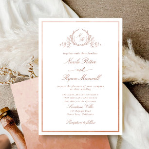 Klassische Monogramm-Terrakotta-Aquarell-Hochzeit Einladung