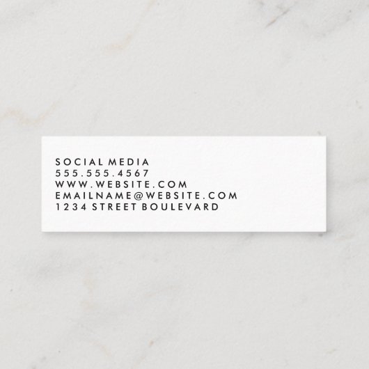 Klassische Monogramm-Textur Mini Visitenkarte (Rückseite)