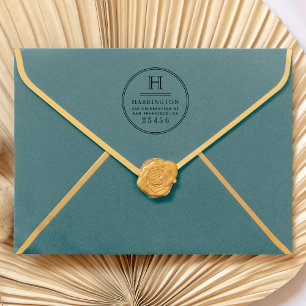 Klassische Monogramm Typografie Custom Rücksendead Gummistempel