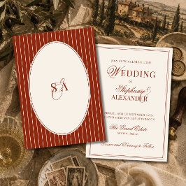 Klassische Monogramm-Warme-Terrakotta-Old-Money-Ho Einladung