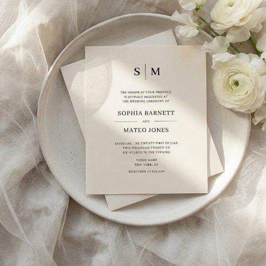 Klassische Monogramm-Weiße QR-Code-Hochzeit mit 4  Flyer