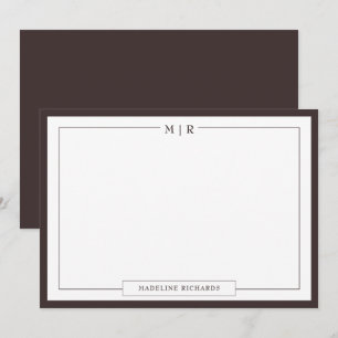 Klassische Monogramm-Wenge-Rahmen-Korrespondenz Mitteilungskarte