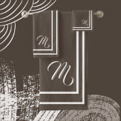 Klassische Monogrammatik, reich dunkelbraun/weiß Badhandtuch Set