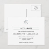 Klassische Monogramme - Silver Save the Date Ankündigungspostkarte (Vorne/Hinten)