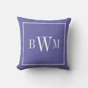 Klassische monogrammierte Anfangsbuchstaben Blaues Kissen