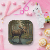 Klassische Moose boho Waldlandschaft Pappteller (Party)
