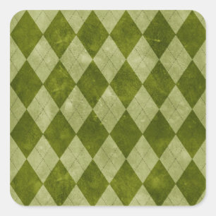 Klassische moosige grüne Rauten-geometrisches Quadratischer Aufkleber