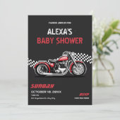 Klassische Motorraddusche Einladung (Stehend Vorderseite)