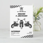 Klassische Motorradmechanik-Hochzeit Einladung (Stehend Vorderseite)