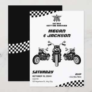 Klassische Motorradmechanik-Hochzeit Einladung
