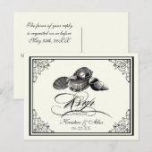 Klassische Muscheln Black Cream Wedding Postcard U Einladungspostkarte (Vorne/Hinten)