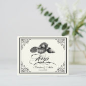 Klassische Muscheln Black Cream Wedding Postcard U Einladungspostkarte (Stehend Vorderseite)